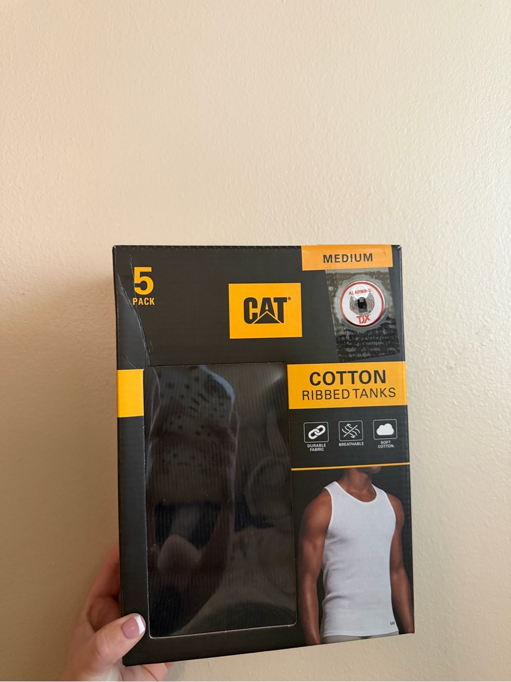 Caterpillar Black and Yellow Cotton Ribbed Tanks (5 Pack)